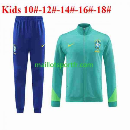 Brésil Enfant Ensemble Vestes d'entrainement Vert 2023/24 Brésil Enfant Ensemble Vestes d'entrainement Vert 2023/24